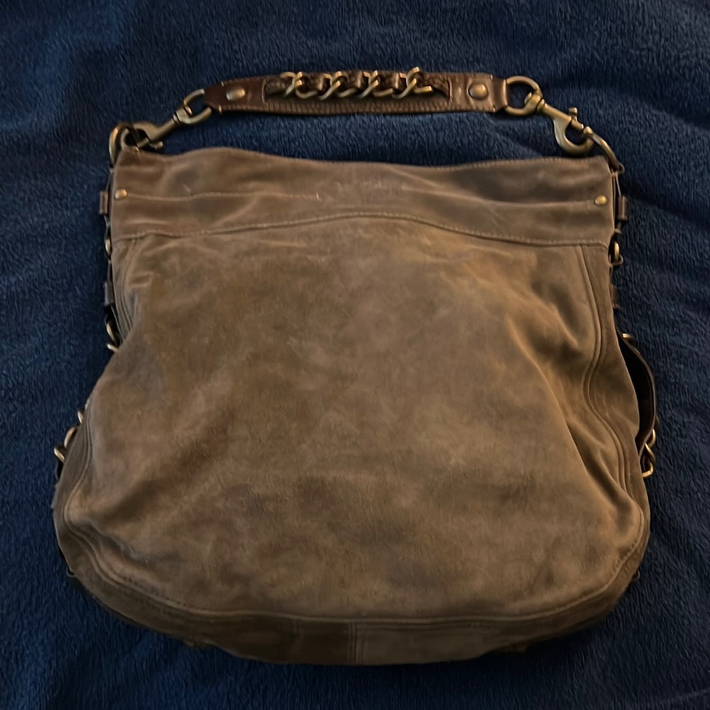 Coach XL Editor Finest Flint Suede Leather Zoe Hobo Tote Bag Purse RARE!